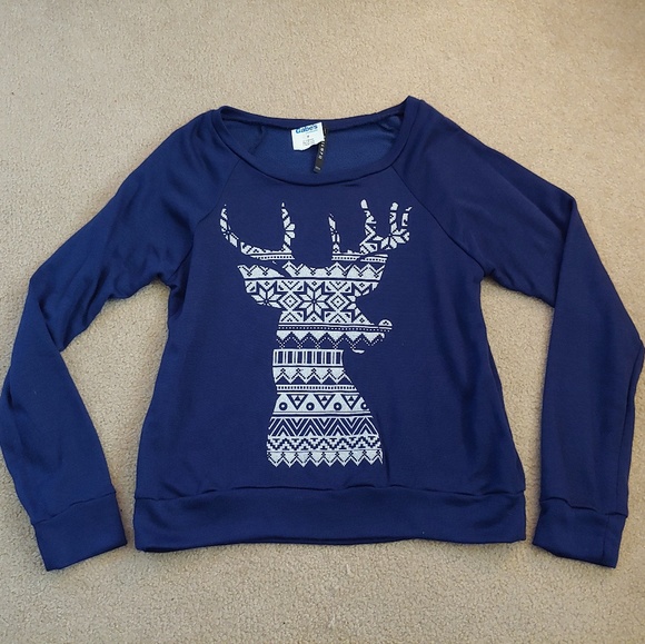 Triumph Tops - NWT Triumph blue winter reindeer sweater Triumph Tops - NWT Triumph blue winter reindeer sweater